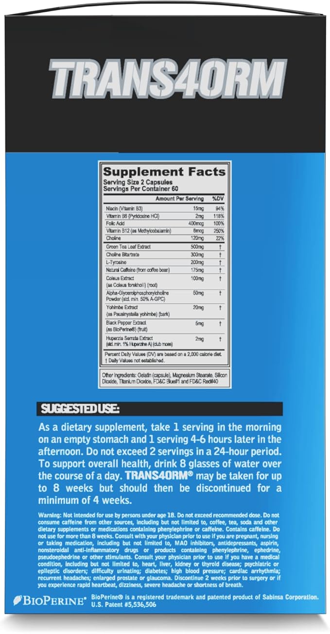 EVL Weight Loss Support Stack - Trans4orm Thermogenic Fat Burner & Metabolism Support Pills with Green Coffee Bean Extract and Forskolin Plus LeanMode Non-Stimulant