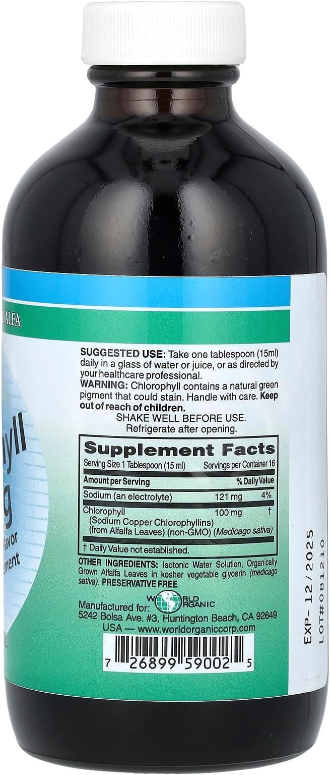 World Organic - Chlorophyll Liquid 100mg, 8 oz liquid