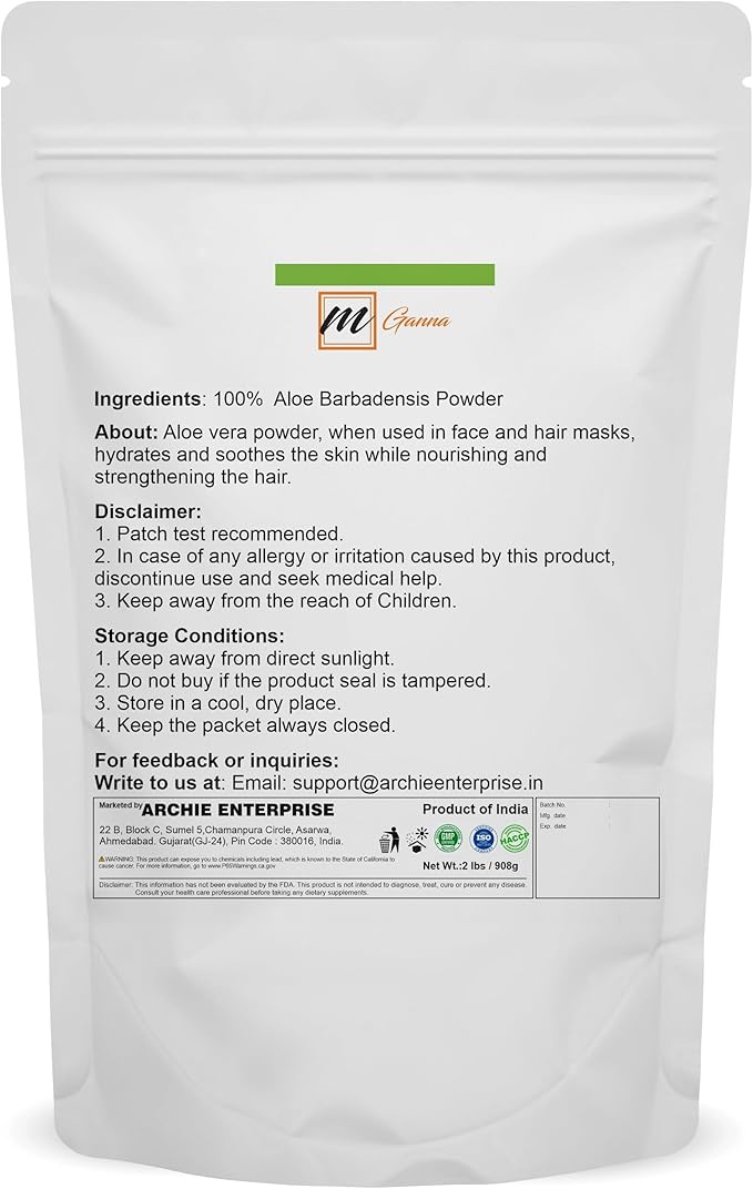 100% Natural Aloe Vera Leaf Powder Pure Aloe Barbadensis 2 LBS /908 Grams