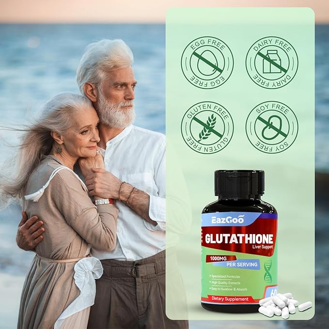 Glutathione Supplement 1000mg Antioxidant Supplement - Premium Vegan Formula for Immune Support, Skin Brightening & Liver Detox – Allergen-Free, Non-GMO, Effective Wellness Boost (60 Capsules)