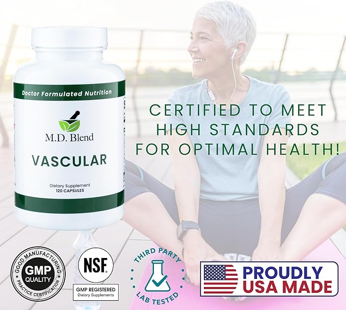 M.D. Vascular - Expert Formulated Supplement - Vascular & Overall Wellness Goals - Proper Flow, Numbers, Balance - Powerful Garlic, Ginger, L-Arginine, Pomegranate - 120 Capsules (Pack of 2)