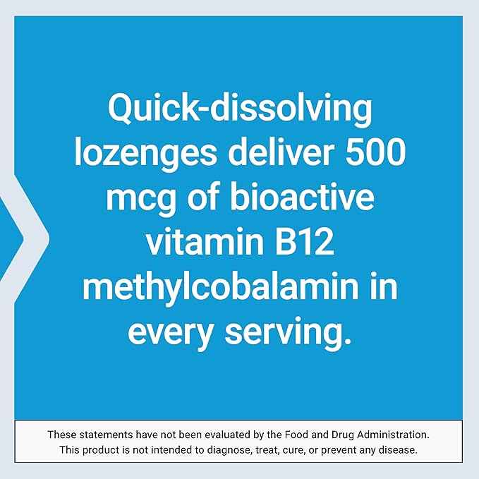 Life Extension Vitamin B12 Methylcobalamin 500mcg - Vitamin B12 Supplement for General Energy and Brain Health - Sugar Free Vegetarian Lozenges Dissolve in Your Mouth - Once Daily - 100 Count