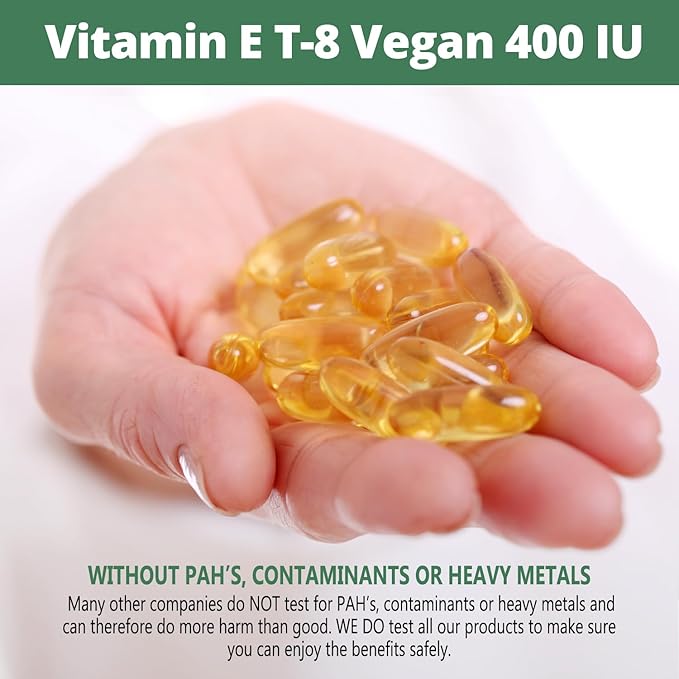 Vitamin E - All 8 Tocopherols + Tocotrienols 400 IU Vegan - Alpha Tocopherol/Tocotrienol + Beta Tocopherol/Tocotrienol + Gamma Tocopherol/Tocotrienol + Delta Tocopherol/Tocotrienol