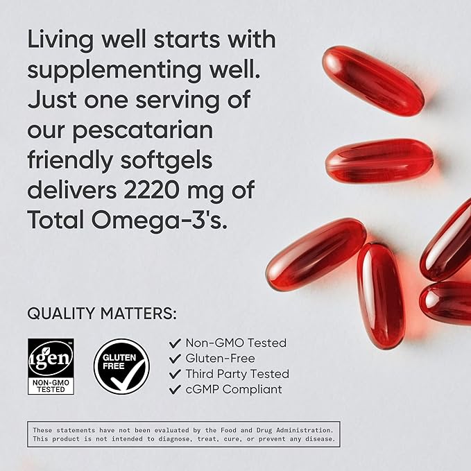 Sports Research Total Omega-3 Fish Oil from Wild Sockeye Salmon, Alaska Pollock, Antarctic Krill, Astaxanthin + Phospholipids & Wax Esters for Absorption | 960mg of EPA & DHA - Fresh Lemon Scent (120