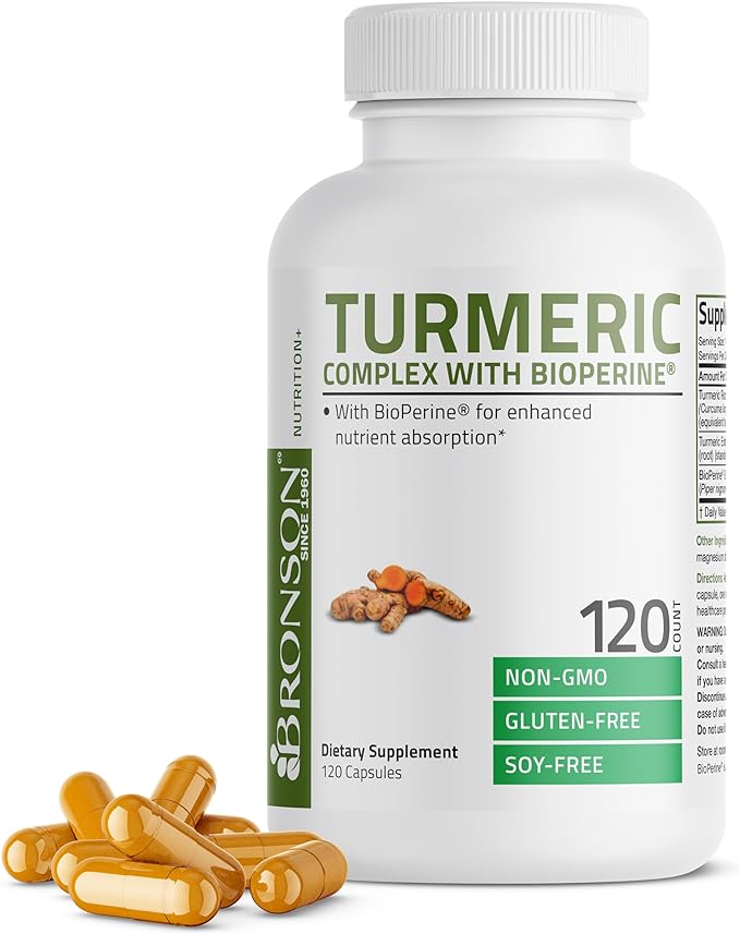 Turmeric Curcumin with BioPerine - High Potency Premium Joint Support with 95% Standardized Curcuminoids - Non-GMO Capsules with Black Pepper - 120 Count