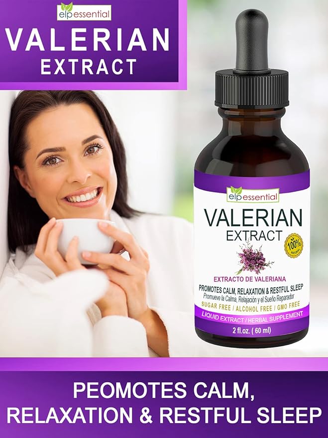 ELP ESSENTIAL Valerian Root Extract Drops | 2 fl oz | Sugar Free, Alcohol Free, Non- GMO Gluten Free Liquid