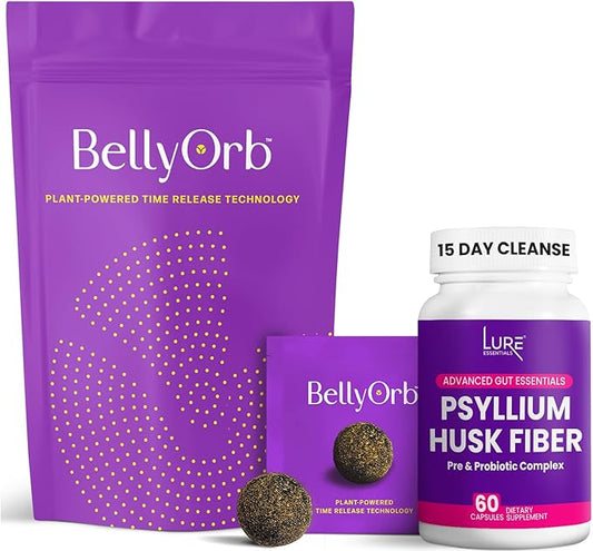 Lure Essentials BellyOrb & Colon Cleanse Psyllium Husk Fiber Supplement: Synergistic Bundle for a Happy Gut and Healthy Belly
