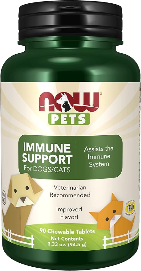 NOW Foods Pet Health, Immune Support Supplement, Formulated for Cats & Dogs, NASC Certified, 90 Chewable Tablets