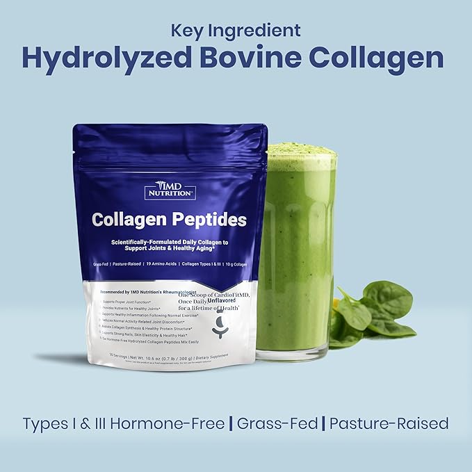 1MD Nutrition Collagen Peptides - Hydrolyzed Collagen Powder Types I & III for Women & Men - Joint, Hair & Nail Support - Unflavored - 30 Servings (2-Pack)