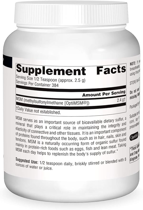 Source Naturals MSM (Methylsulfonylmethane) Net WT. 35 Ounce (1,000 Grams) - Powder