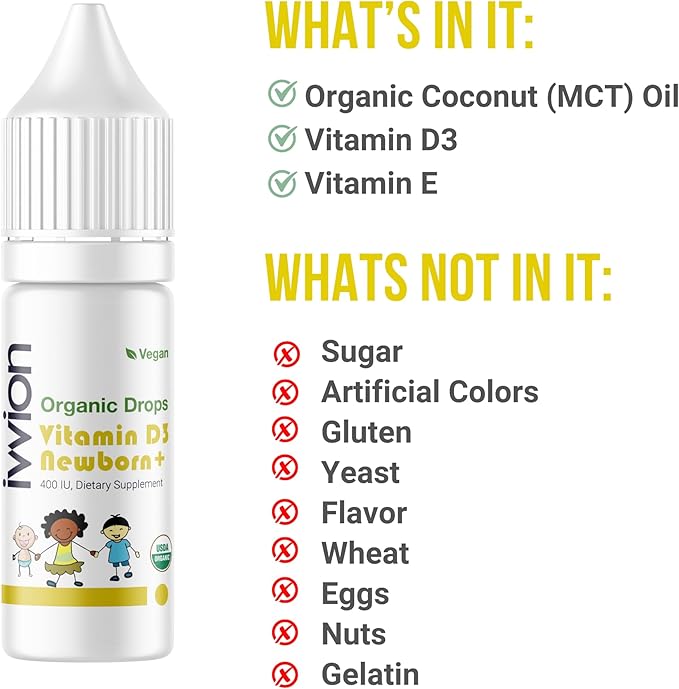 10 UG 60 Drops- Daily Vitamin D3 Supplement for Infant and Young Children (Pack of 2)