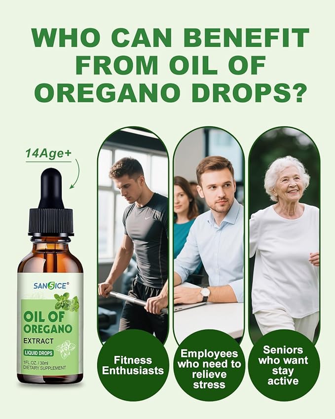 Oil of Oregano Drops, Organic Oregano Oil with Carvacrol, 60% Carvacrol Liquid Supplement for Support Immune Function, Digestive Health & Antioxidant Benefits(1 FL OZ)