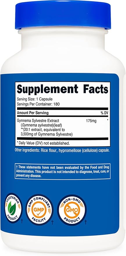 Nutricost Gymnema Sylvestre 3,500mg (20:1 Extract) from 175mg, 180 Capsules - Non-GMO, Gluten Free, and Vegetarian Friendly