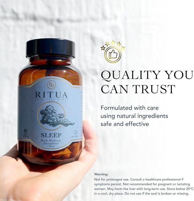 Wellness Natural Sleep Supplement, Deep Sleep Aid, Mushroom Supplement with Kava Powder, Reishi Mushroom and Passionflower Extracts, Alternate to Sleep Gummies, Promotes Relaxation, 60 Capsules