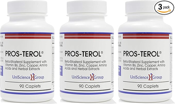 Pros-TEROL (3 Bottle kit), Prostate Relief with 900 mg Plant Sterols with Pumpkin Seed, Stinging Nettle Root, Ginger Root, Licorice Root Extracts 90 Caplets