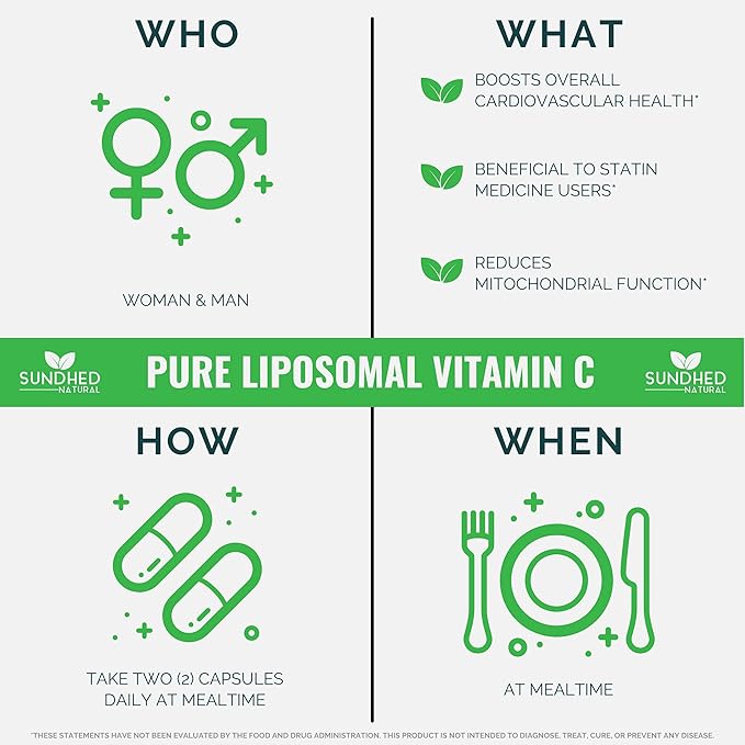 Pure Liposomal Vitamin C - 1200mg Immune System & Collagen Health Booster, Helps Anti Aging Skin Vitamins, Sodium Ascorbate, Sunflower Lecithin, Lypo Spheric - 60 Capsules