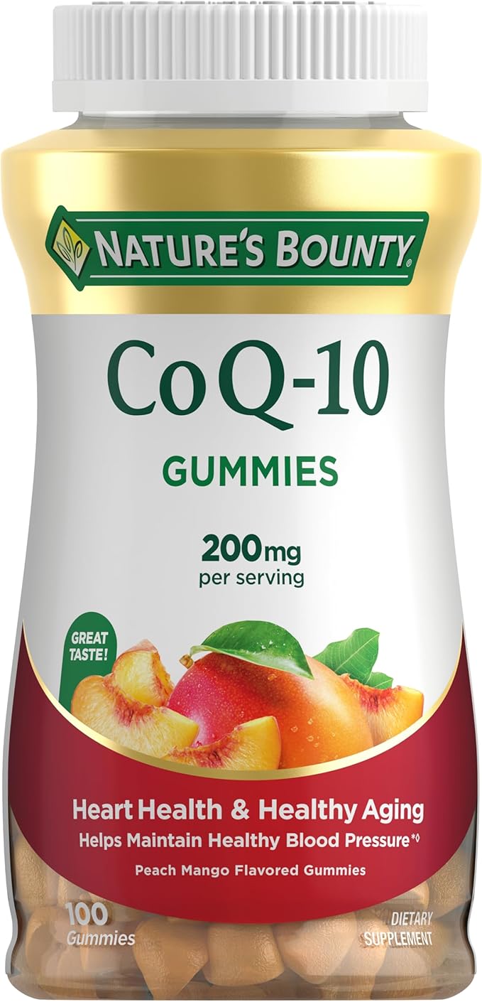 Nature's Bounty CoQ10 Gummies, Supports Heart Health, CoQ10 200mg, Peach Mango Flavor, 100 Count