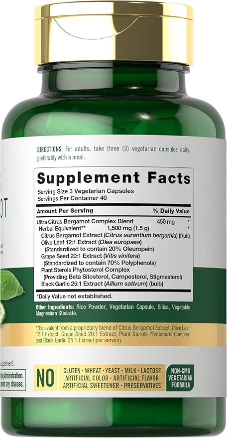 Carlyle Citrus Bergamot | 1500mg Complex | 120 Capsules | Non-GMO, Gluten Free Supplement