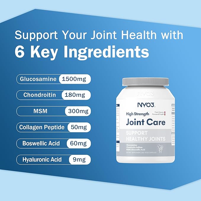 Glucosamine 1500mg with Chondroitin MSM 120 Capsules Collagen Peptide | Joint Support Supplement, 30 Day Supply Joint Health