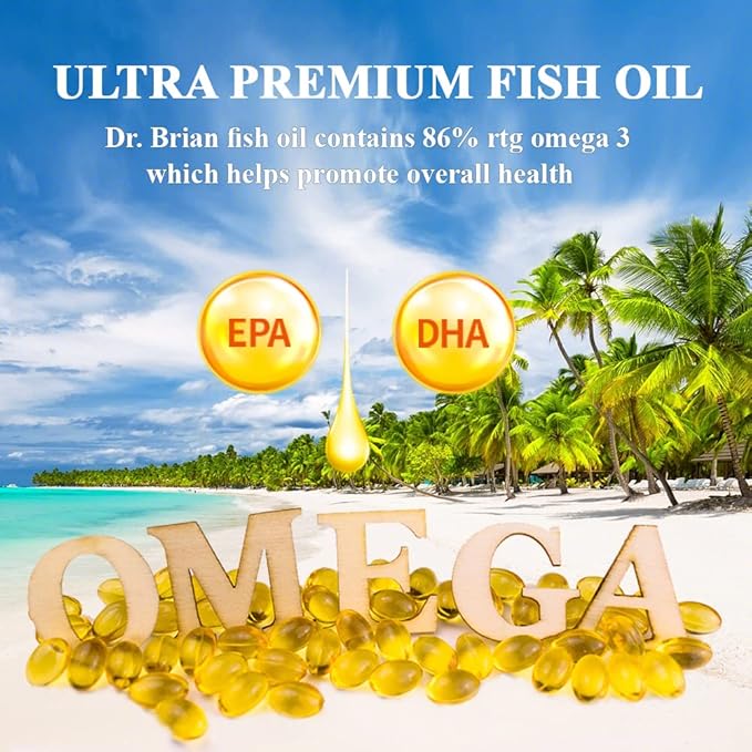 Dr.Brian Fish Oil Supplement 130 Softgel, Highly Absorbed rTG Mini Omega 3 Fish Oil Capsule with EPA/DHA Fatty Acids Vitamin D E, 500mg rTG Omega-3 Support Heart Brain Immune Health No Fishy Taste