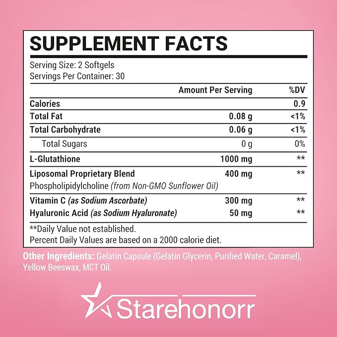 Liposomal Glutathione Softgels 1500MG, Reduced Glutathione Supplement with Vitamin C, Better Absorption, Non-GMO Powerful Antioxidant for Healthy Aging, Detox, Immune Health,120 Softgels