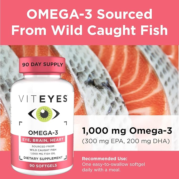 Viteyes Omega-3 Vision Health Supplement, EPA & DHA Rich Dietary Supplement, 90 Softgels
