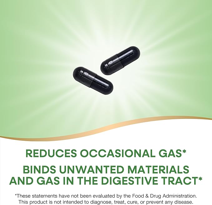 Nature's Way Activated Charcoal, Binds Unwanted Materials and Gas in the Digestive Tract*, 560 mg per 2-Capsule Serving, 100 Capsules (Packaging May Vary) - 2 Pack
