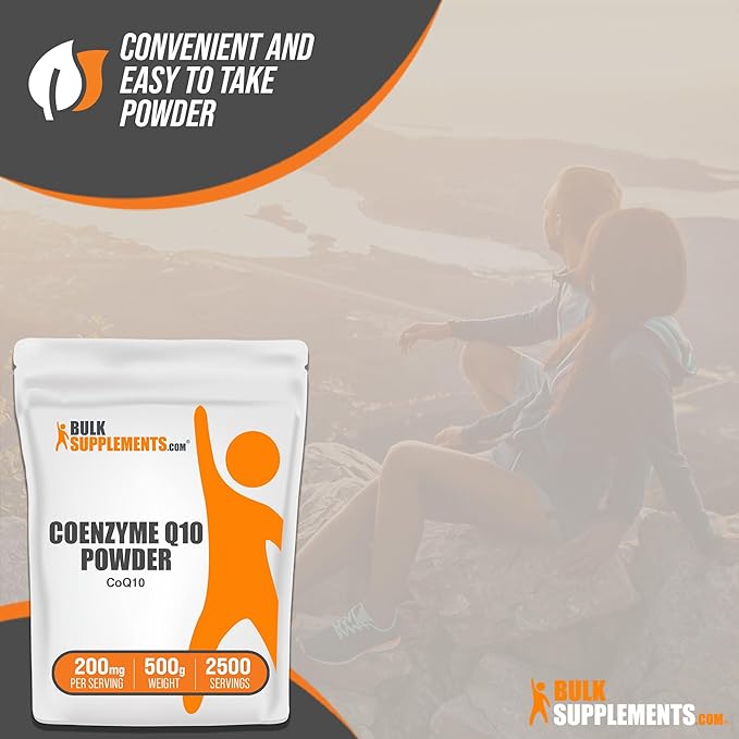 BulkSupplements.com Coenzyme Q10 Powder - CoQ10 Powder, CoQ10 200mg, CoQ10 Supplement - Heart Health Supplements, Gluten Free, 200mg per Serving, 500g (1.1 lbs) (Pack of 1)