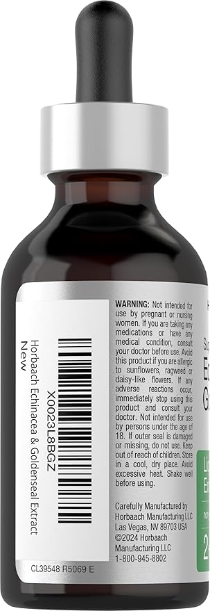 Horbäach Echinacea Goldenseal Liquid Extract | 2 fl oz | Alcohol Free Tincture Drops | Vegetarian, Non-GMO, Gluten Free