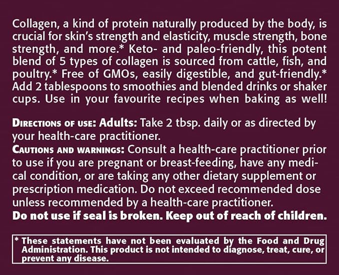 New Roots | Multi 5 Collagen Powder Supplement (Types I, II, III, V and X) Hydrolyzed Collagen - Dairy & Gluten Free - 12g per Serving - 7.05 oz