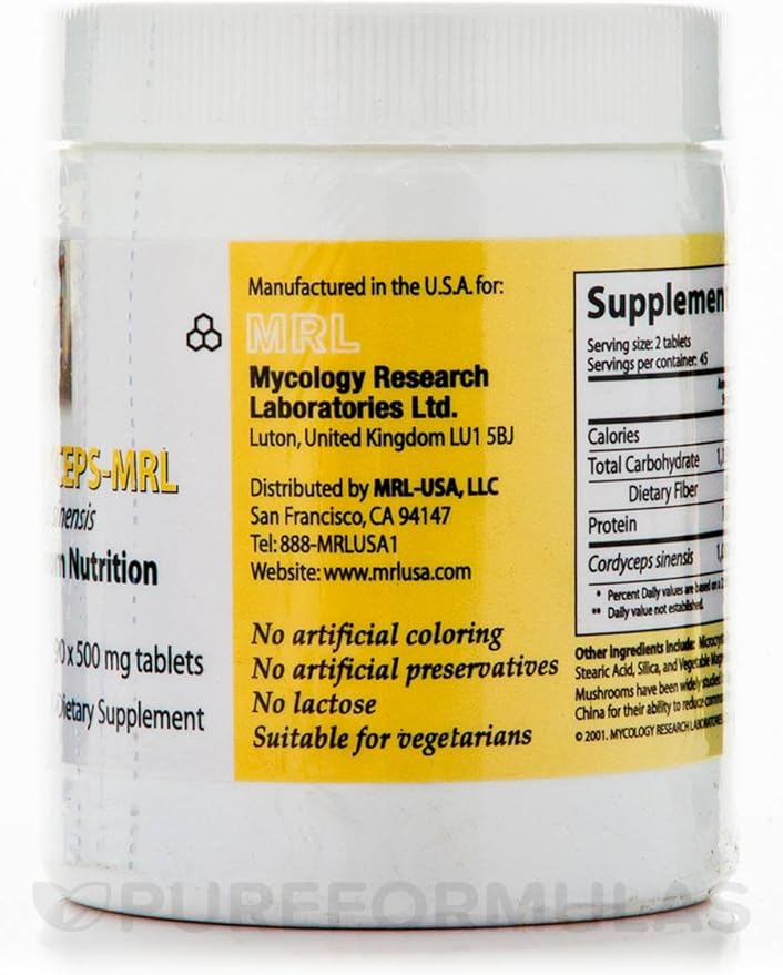 Cordyceps Sinensis-MRL 500 mg - 90 Tablets by Mycology Research Laboratories