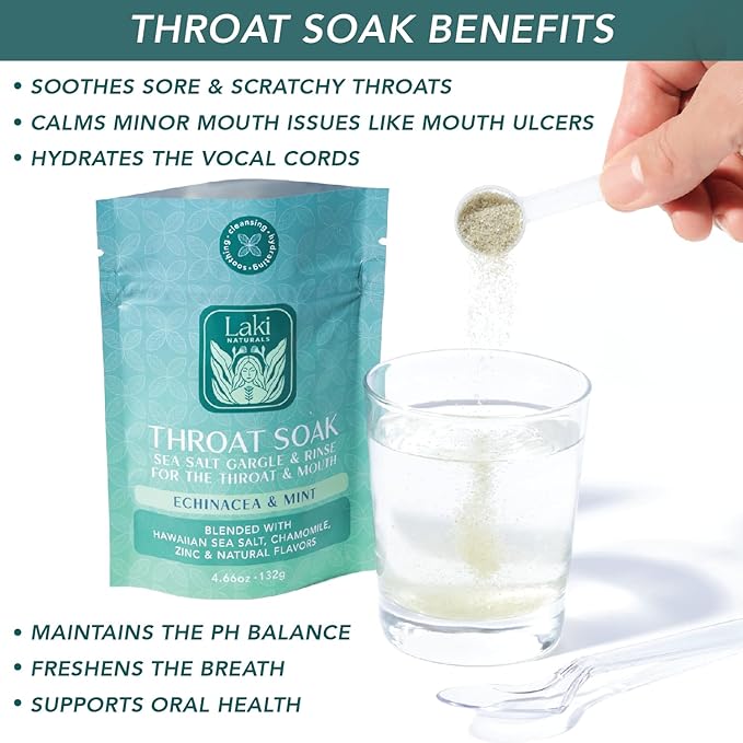 Laki Naturals Throat Soak Pouch of Echinacea & Mint with Scoop