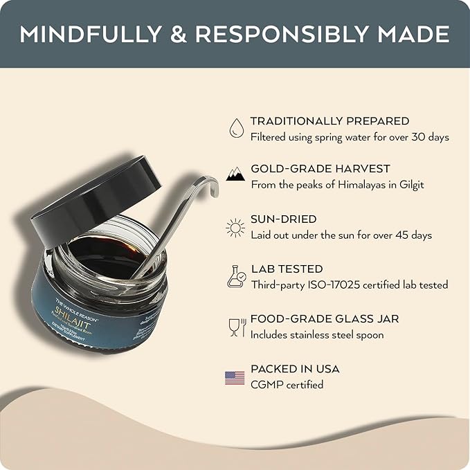 Pure Himalayan Shilajit Resin - High Potency Gold Grade Shilajit Supplement with Trace Minerals for Men and Women, Premium Natural Fulvic Acid for Energy, Vitality and Immune Support, 15g Made in USA