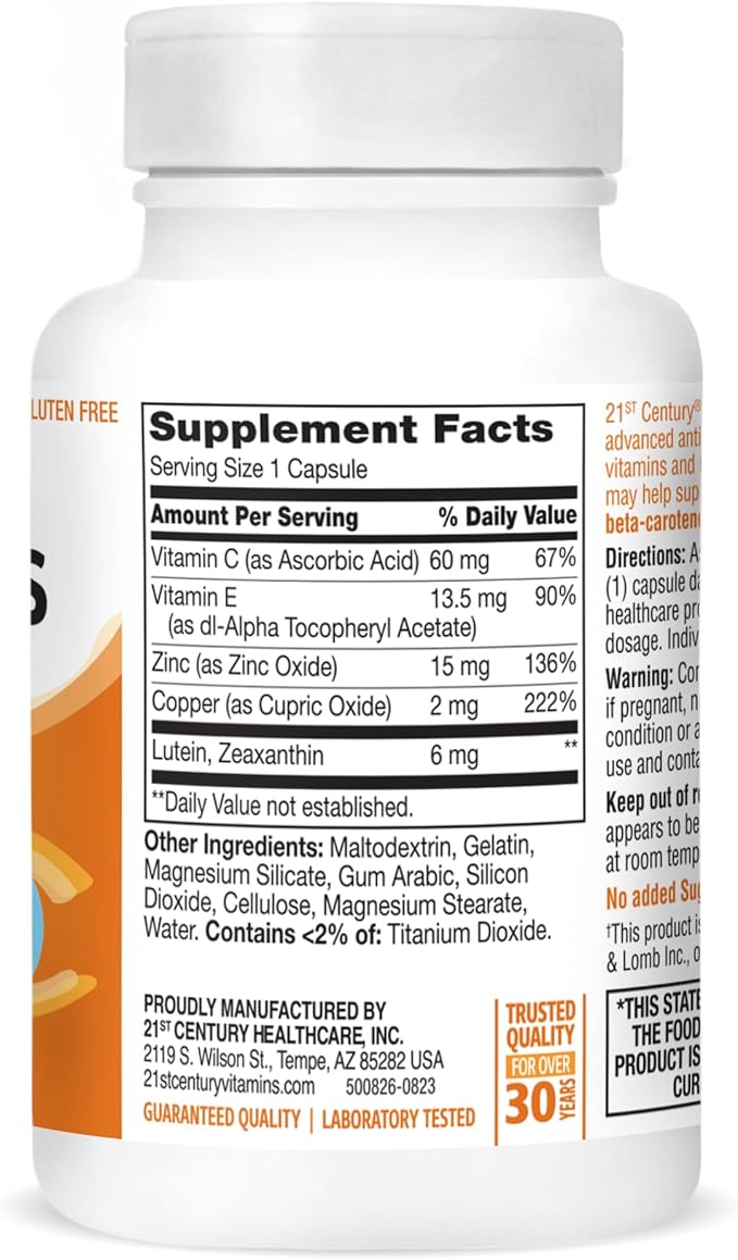 21st Century Healthy Eyes Lutein and Zeaxanthin Capsules, 60 Count (27454)