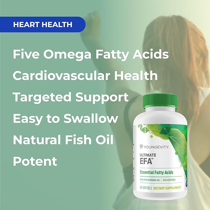 Youngevity Ultimate EFA™ – Omega 3, 6 & 9 Supplement | Blend of Borage, Flax & Fish Oils | Supports Heart, Brain & Overall Health | 60 Soft Gels