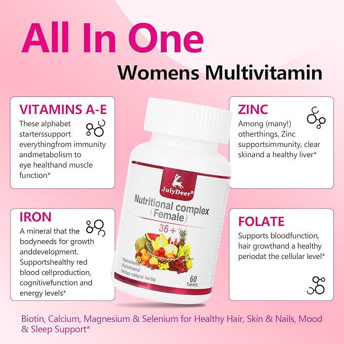 One Daily Multivitamin for Women - Complete Multimineral & Multivitamin with Vitamin A, C, D, E and B-Complex, Zinc & More Vitamins for Immunity, Energy, Hair, Skin & Nails - 60 Tablets