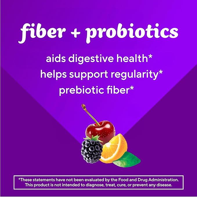 Vitafusion Fiber Well + Probiotics Gummies for Adults – 3g Fiber per Serving for Digestive Health and Probiotics*, 60 Count