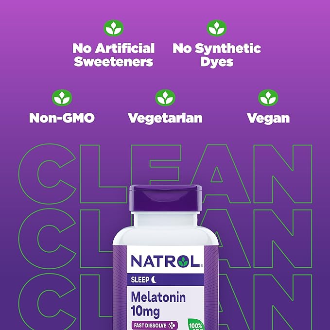 Natrol Fast Dissolve Melatonin 10 mg, Melatonin Supplements for Restful Sleep, Sleep Support for Adults, 100 Citrus-Flavored Tablets, Up to a 100 Day Supply