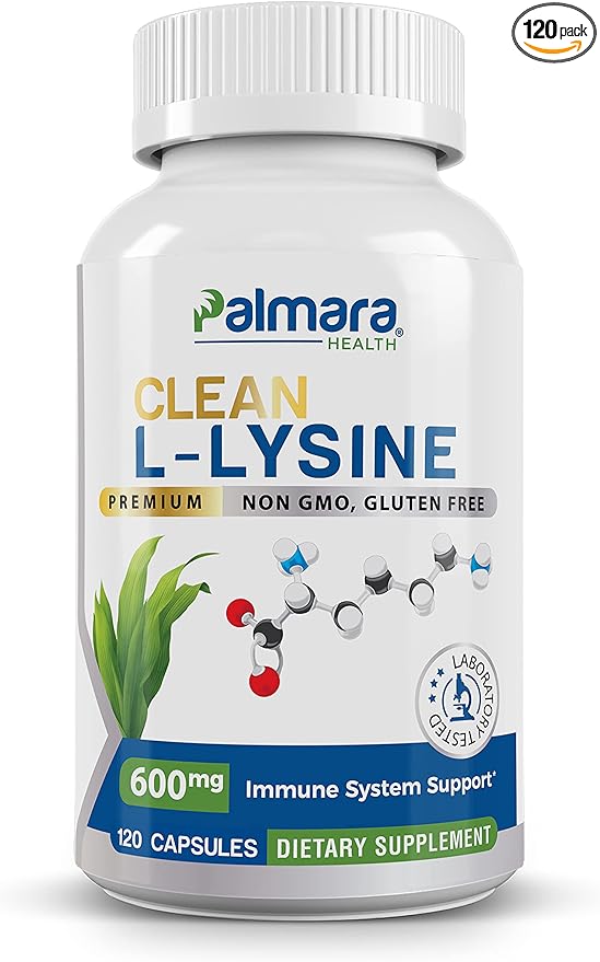 Clean L-Lysine 600mg, 120 Capsules | Vegan, Non-GMO, & Gluten Free