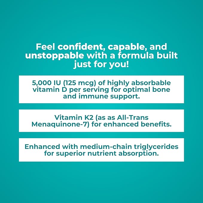 Reignite Wellness by JJ Virgin | Vitamin D Plus | Relevant Serving of 5000 IU, Highly Absorbable Vitamin D + Vitamin K1 & K2 | GG Supplement for Immune Health | Bone and Heart Supplement | 60 Softgels