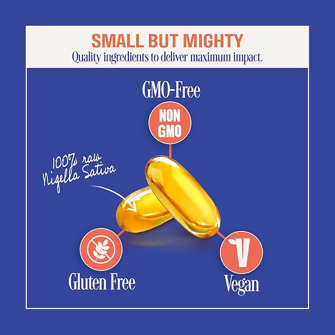 Black Seed Oil Capsules, 500 Mg, Cold Pressed High Potency Digestive Aid, 90 Count 100% Non GMO Pure Black Cumin Seed Oil Capsules