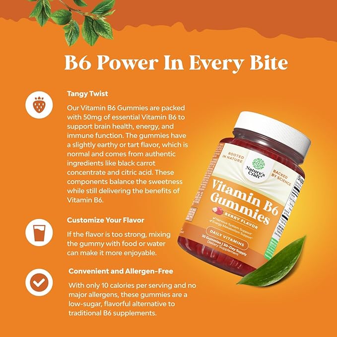 Potent Vitamin B6 Gummies for Adults - Vitamin B6 50mg Per Serving Gummy Vitamins for Women and Men for Immune Nerve and Mood Support - Vegan Kosher B6 Vitamins Gummies for Women and Men - 90 count