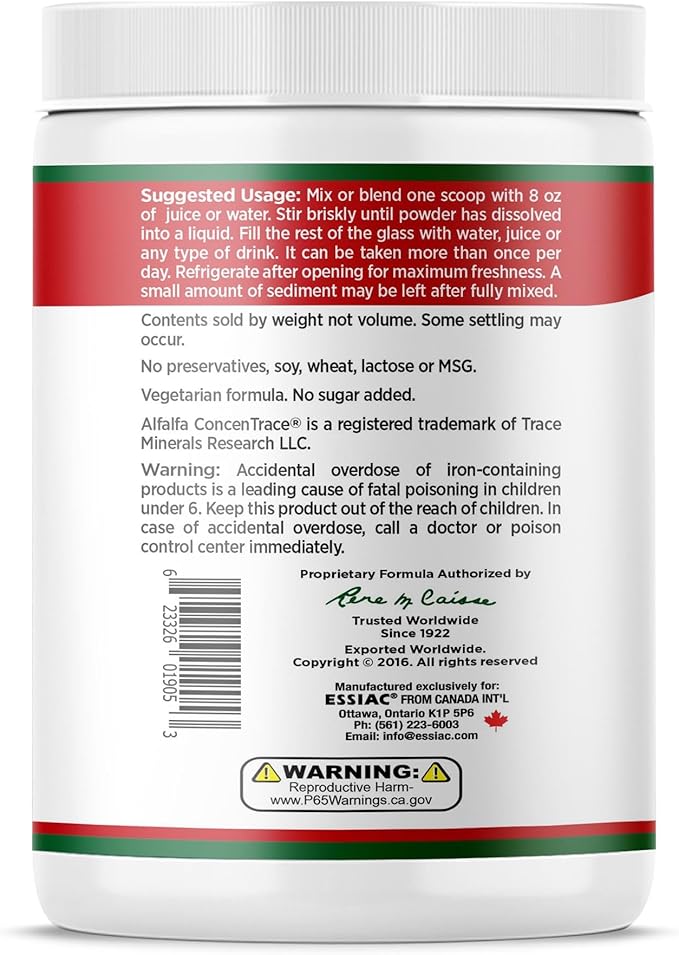 Essiac SuperFood for Immune Support 10.6 oz | 12 Organic Greens, Concentrated Antioxidants, Pre and Probiotics | Vegan, Dairy Free, Gluten Free| Non-GMO, No Added Sugar