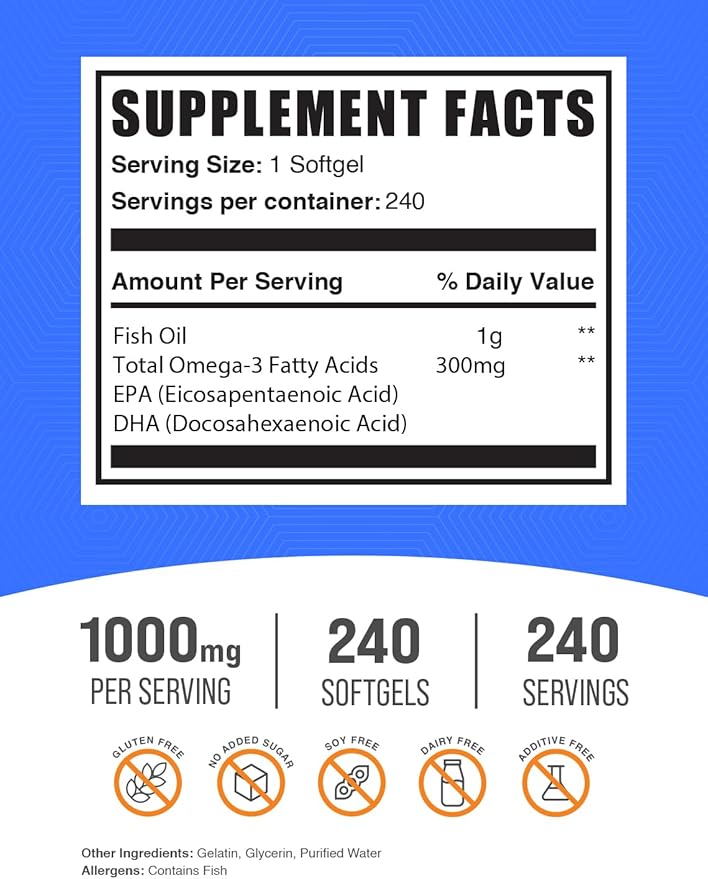 BulkSupplements Fish Oil 1000mg Softgels + L-Carnitine Capsules Bundle