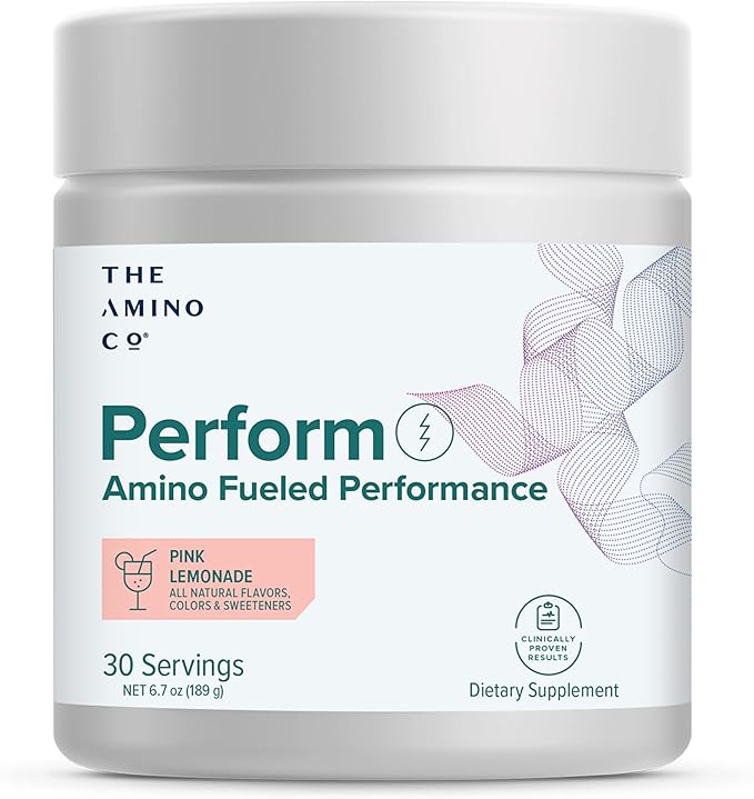 The Amino CO. - Perform Pre Workout Powder Supplement with Pure EAA Amino Acids & Natural Flavor, Stevia Sweetened Preworkout Energy Boost for Men & Women - Pink Lemonade (6.7 oz)