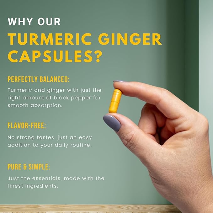 Turmeric Ginger with Black Pepper & Ginger 1000 mg 120 Capsules | Turmeric and Ginger Supplement with 95% Curcuminoids | Extra Strength Supplement| Joint Support Supplement | Non-GMO - 120 Capsules