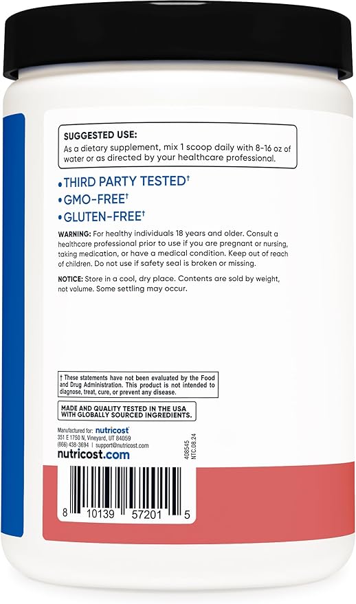Nutricost BCAA + Hydration Powder (Raspberry Lemonade) 30 Servings - Branched Chain Amino Acids with Hydration Complex - Gluten-Free, Non-GMO