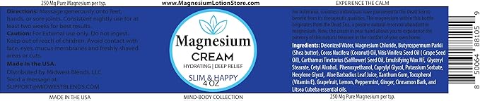 Magnesium Cream with Slim and Happy Scent – Hydrating & Cheerful Aroma, 4oz USA Made