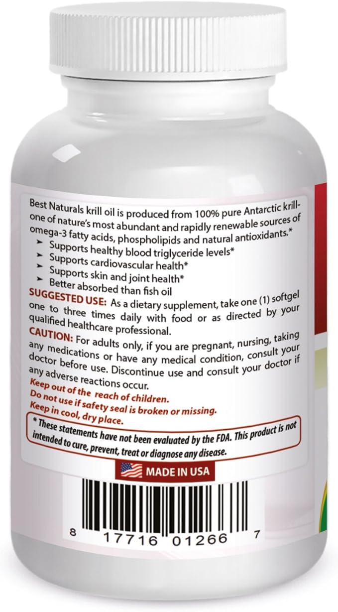 Best Naturals Krill Oil Soft Gel, 1000 mg, 60 Count