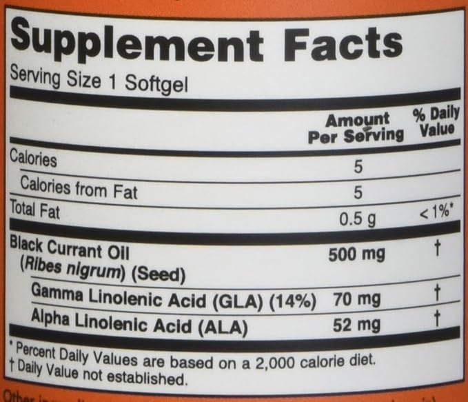 Now Foods Black Currant Oil 500 milligrams - 100 softgels (Pack of 2)